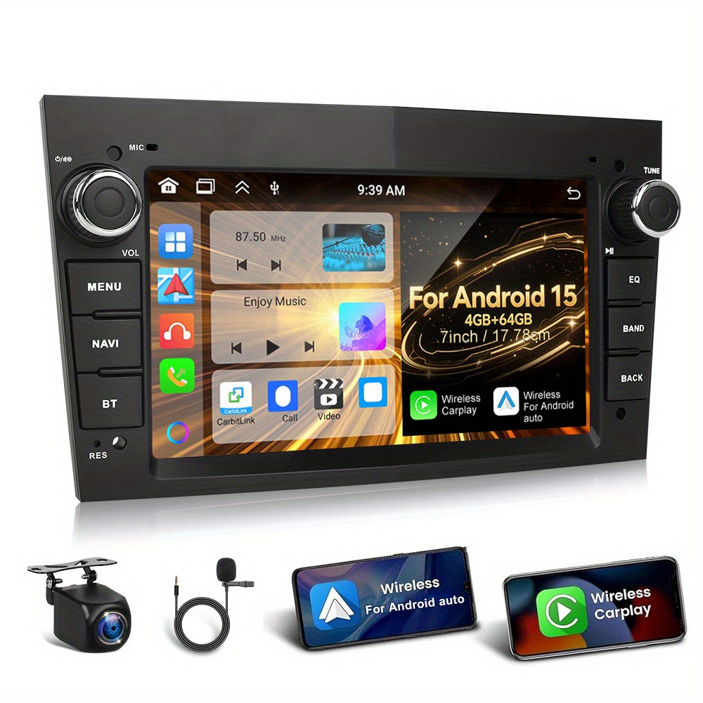 Android Autoradio – Multimedia Speler – Navigatiesysteem – Double Din Radio – Carplay Headunit – 10,1 Inch Touchscreen – Android 15.0 Met Draadloos CarPlay En GPS – Met Microfoon En Achteruitrijcamera