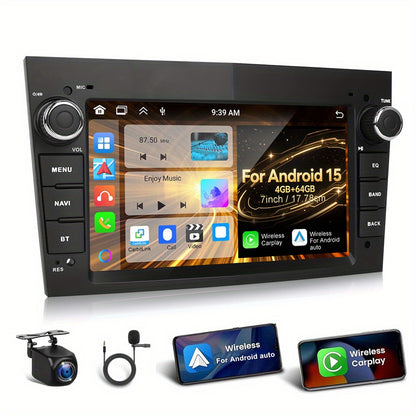 Android Autoradio – Multimedia Speler – Navigatiesysteem – Double Din Radio – Carplay Headunit – 10,1 Inch Touchscreen – Android 15.0 Met Draadloos CarPlay En GPS – Met Microfoon En Achteruitrijcamera