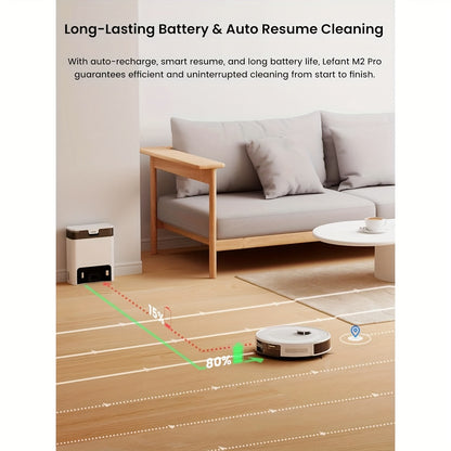 LEFANT M2 Pro Robot Vacuum Cleaner & Mop - 45-Day Auto Cleaning, 190° PSD Obstacle Avoidance, 5500Pa Suction Power, 140 Min Runtime, WiFi/Apple/Alexa App & Alexa Control, Multi-Layer Map Drawing, 2.5H Battery, 50dB Quiet, Mo
