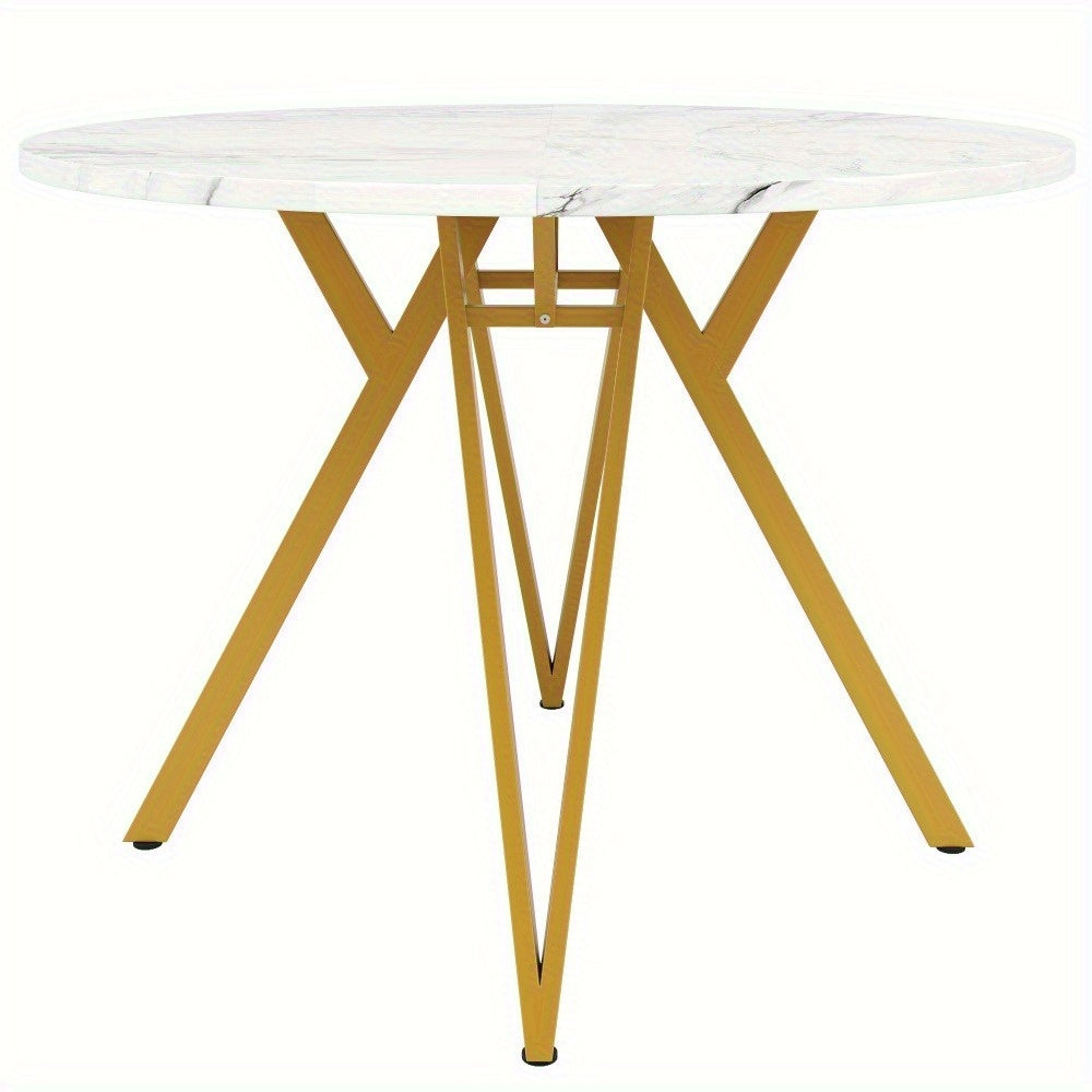 Ronde Eettafel – Ronde Tafel – Eetkamertafel – Keukentafel – Compacte Tafel – Natuurlijke Kleur – Stevige Metalen Poten – Geen Montage Nodig