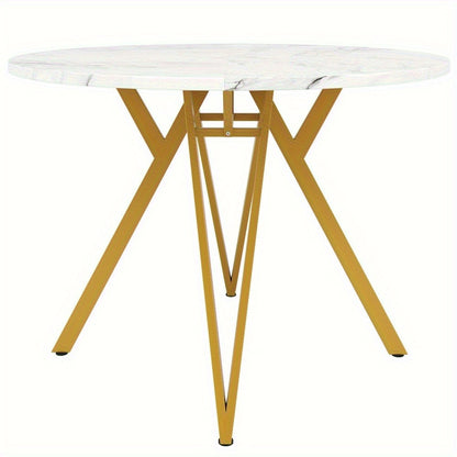 Ronde Eettafel – Ronde Tafel – Eetkamertafel – Keukentafel – Compacte Tafel – Natuurlijke Kleur – Stevige Metalen Poten – Geen Montage Nodig