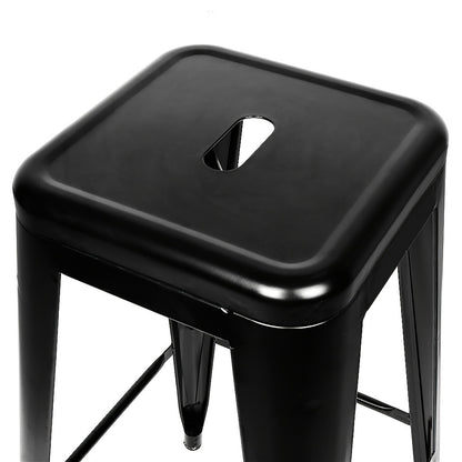4-Delige Set Barkrukken – Barkrukken Industrieel – Keukenstoelen – Krukken Stapelbaar – Barstoelen Zonder Rugleuning – Metalen Frame – Ruimtebesparend – Zwart 76 cm Hoog
