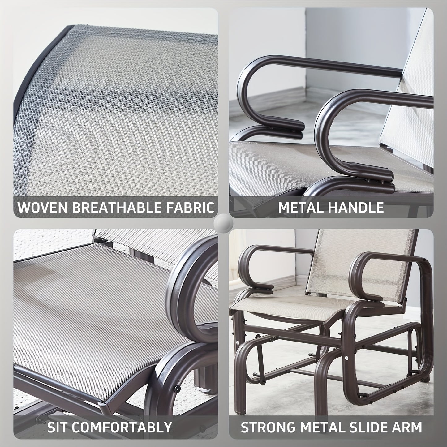 Schommelstoel – Relaxstoel – Fauteuil – Voedingsstoel – Loungestoel – Inklapbaar – Ademend Mesh – Stevig Frame – Grijs Zwart