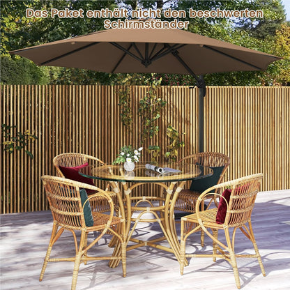 Parasol – Tuinparasol – Zweefparasol – Balkonparasol – Stokparasol – Ø 300 cm – Kantelbaar & 360° Draaibaar – UV-bestendig Polyester – Robuuste Aluminium Frame – Bruin