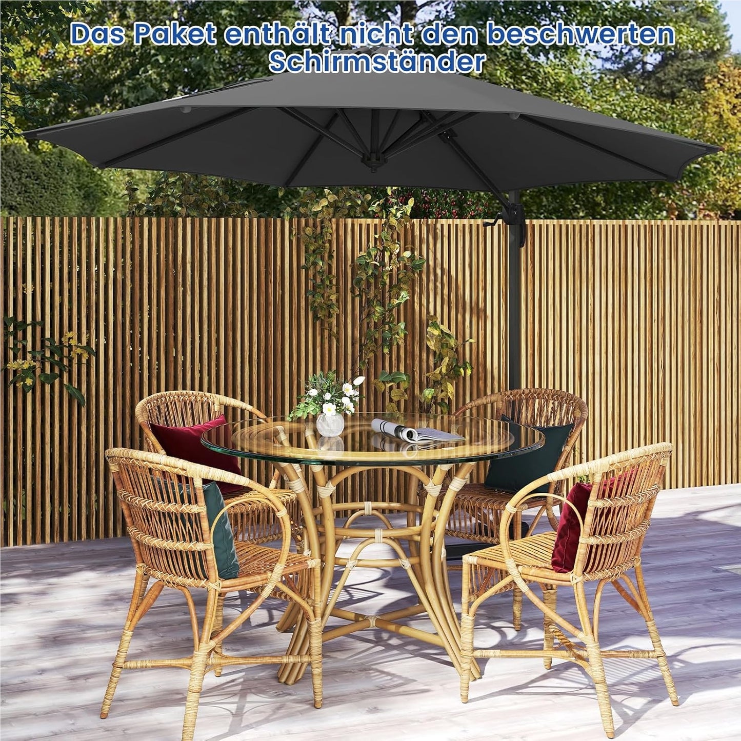 Parasol – Zweefparasol – Tuinparasol – Terrasparasol – Marktparasol – 300x300 cm – Verstelbaar Met 360° Rotatie