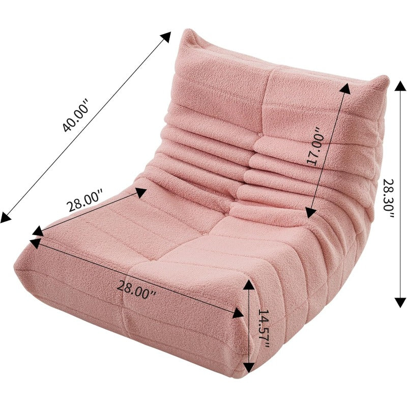 Comfortabele Leesstoel – Relaxstoel – Zitzak – Fauteuil – Lounge Stoel – Luxe Lammyou Bekleding – Hoogwaardige Schuimvulling – Lichtgewicht – Compact – Roze