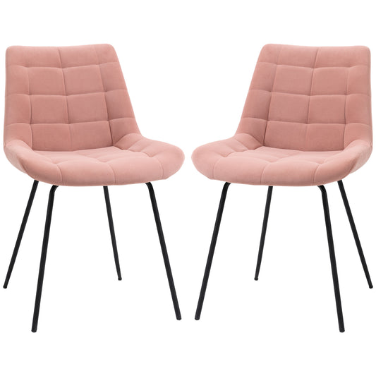 Eetkamerstoelen – Stoelen – Retro Stoelen – Velvet Stoelen – Keukenstoelen – Set van 2 – Roze Fluweel – Compact en Comfortabel 50x61x79 cm
