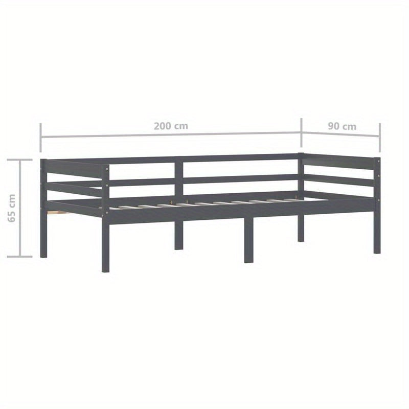 Modern Minimalist Bed Frame - Solid Pine Hardwood Construction, Easy Assembly, Tool-Free Setup, Sturdy Legs - Space-Saving Single Bed for Small Rooms, Apartments, Guest Bedrooms - Grigio Scuro (Dark Gray) Contemporary Furnitu
