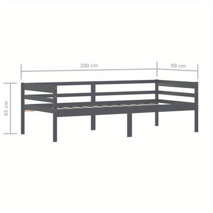 Modern Minimalist Bed Frame - Solid Pine Hardwood Construction, Easy Assembly, Tool-Free Setup, Sturdy Legs - Space-Saving Single Bed for Small Rooms, Apartments, Guest Bedrooms - Grigio Scuro (Dark Gray) Contemporary Furnitu