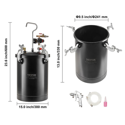 Verfspuitdrukvat – Verfspuittank – Verfspuitreservoir – Verfspuitcontainer – Verfspuitvat – 15 Liter Inhoud – Nauwkeurige Drukmeter