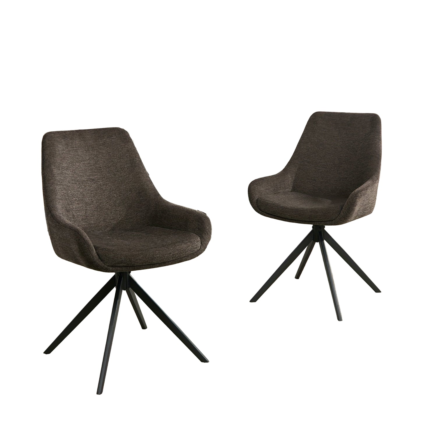 Eetkamerstoelen – Stoelen – Dining Stoelen – Armloze Stoelen – Set Van 2 – Roterend Zitvlak – Metalen Poten – Zwart Polyester