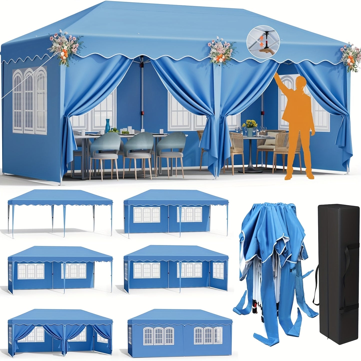 Partytent – Pop-up Gazebo – Paviljoen – Tuintent – Feesttent – Waterdicht – 3x6 Meter – 420D Oxford Stof – UPF50+ UV Bescherming