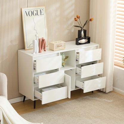 Moderne kast – opbergkast – ladekast – witte kast – meubelkast – 6 laden en deur – stevig en onderhoudsvriendelijk – compact en ruim met 3,2+ kubieke voet opslagruimte