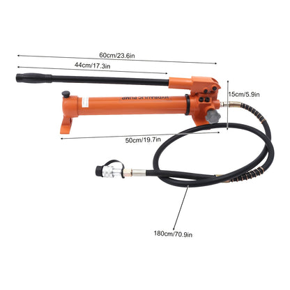 Handmatige Hydraulische Pomp – Hydraulische Handpomp – Drukpomp – Hydraulisch Bedieningspomp – Industriepomp – Oranje Variant – 70 Mpa Krachtige Druk – 200 cm Lange Flexibele Slang