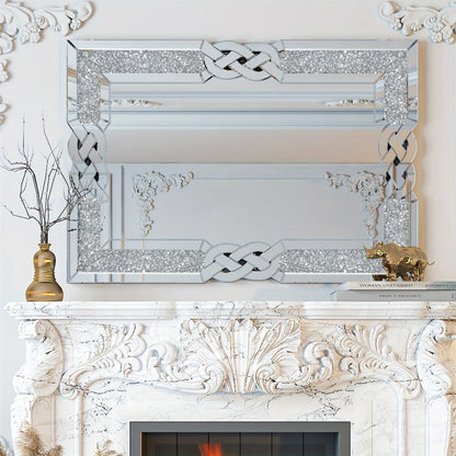Wandspiegel – Spiegel – Muurspiegel – Deco Spiegel – Rechthoekige Spiegel – 90x60 cm – Zilverkleurig Diamant-Effect – 2,5 cm Dik Hoogwaardig Glas
