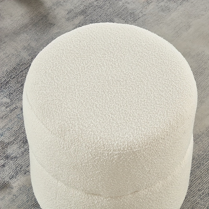 Poef – Opbergpoef – Opbergkruk – Zitzak – Voetenbankje – Ronde Opbergkruk Beige – Met Opbergruimte – Metaal & Zachte Bekleding – 45x45x46 cm – Direct Gebruiksklaar