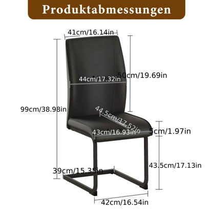 Two-piece PU Dining Chair Set: Black Metal Chair Legs, Ergonomic Design, Combining Comfort And Aesthetics.