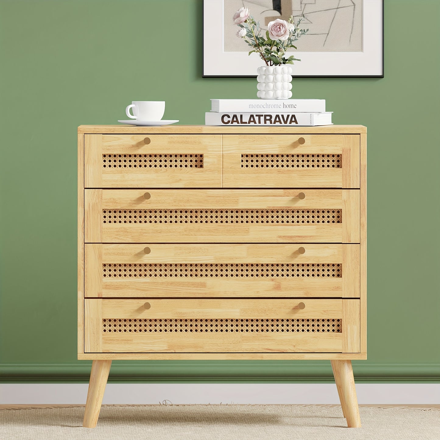 Bamboe Kast – Ladenkast – Opbergkast – Commode – Ladekast – Naturel Kleur – 3 Lades – Duurzaam Bamboemateriaal – Compact Ontwerp
