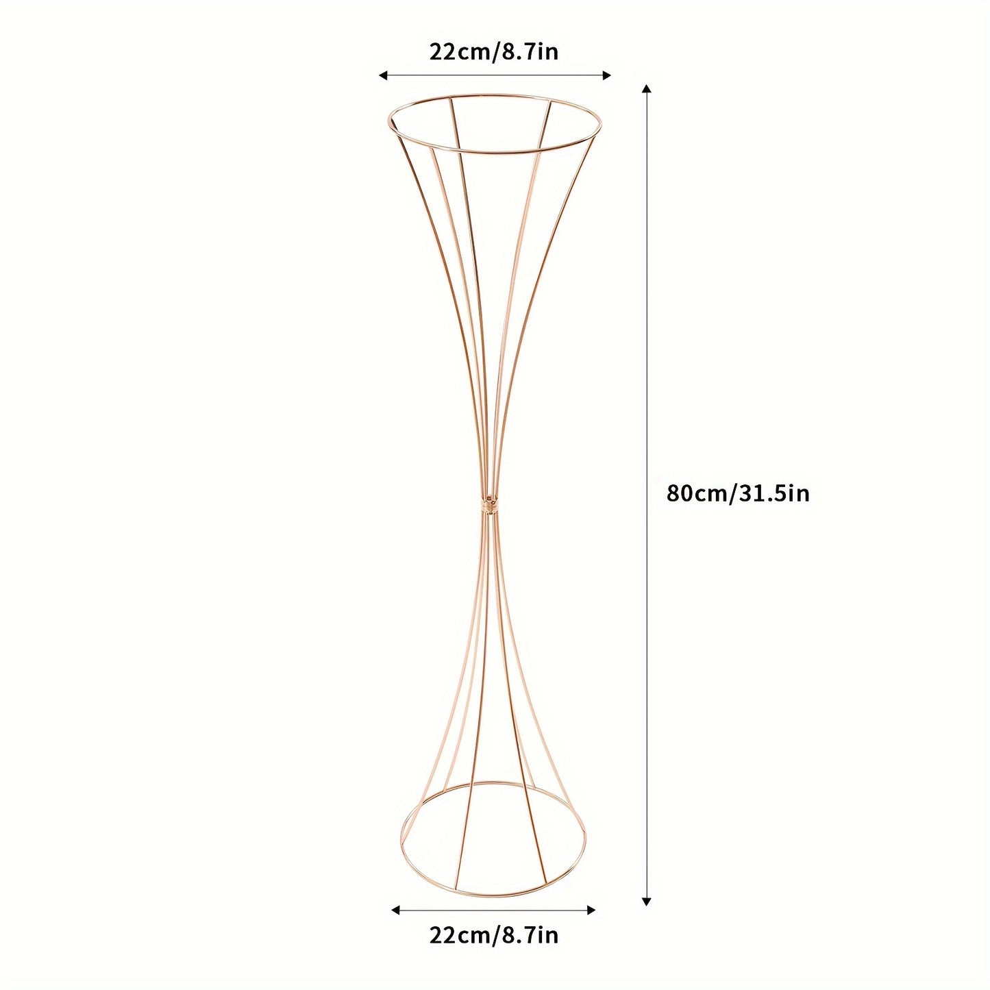 Glazen Vaas – Tulpenvaas – Bloemvaas – Decoratievaas – Wedding Centerpiece – Gouden Metalen Frame – 80 cm Hoogte – Set van 10 Stuks