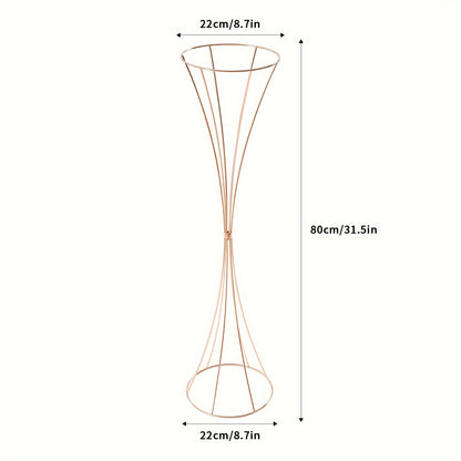 Glazen Vaas – Tulpenvaas – Bloemvaas – Decoratievaas – Wedding Centerpiece – Gouden Metalen Frame – 80 cm Hoogte – Set van 10 Stuks