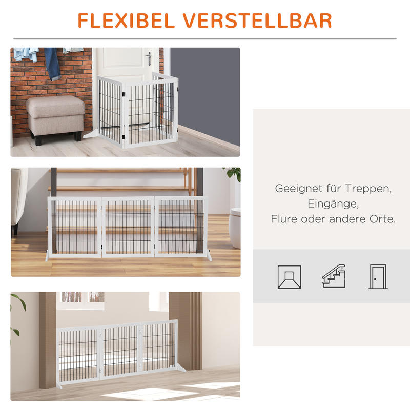 Dog barrier, safety gate, dog gate with support feet, stair gate, dog barrier, door gate for fireplace &amp; stove, pinewood white 185 x 36 x 71cm, Pet Safety Gate, Classic Design, Handcrafted Gate, Highquality Materials, Adj