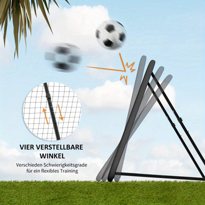 Voetbaldoel – Voetbalgoal – Voetbalnet – Rebounder – Trainingsdoel – Inklapbaar en Verstelbaar – Stevig Metalen Frame 128x118x108-120 cm
