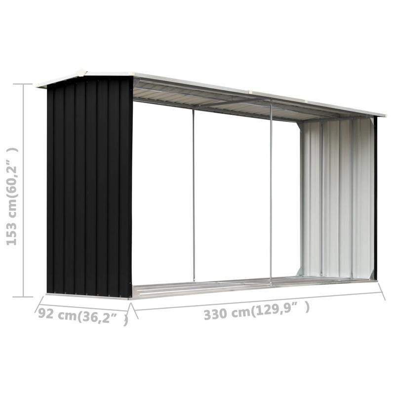 Houtopslag – Brandhoutopslag – Haardhoutrek – Houtberging – Houtstalling – Gegalvaniseerd Staal – Extra Groot 330x92x153 cm – Weerbestendig Open Ventilatie Ontwerp