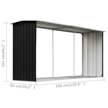 Houtopslag – Haardhoutrek – Brandhoutrek – Houtberging – Houtopslagrek – Gegalvaniseerd Staal – Extra Groot 330x92x153 cm – Weerbestendig & Stevige Constructie