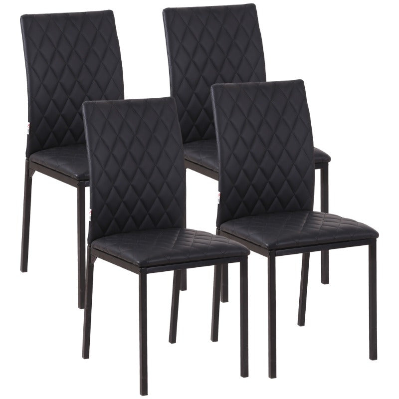 Eetkamerstoel – Keukenstoel – Stoel – Zitstoel – Designstoel – Zwarte Gestoffeerde Zitting – Stalen Poten – 41x50x91 cm