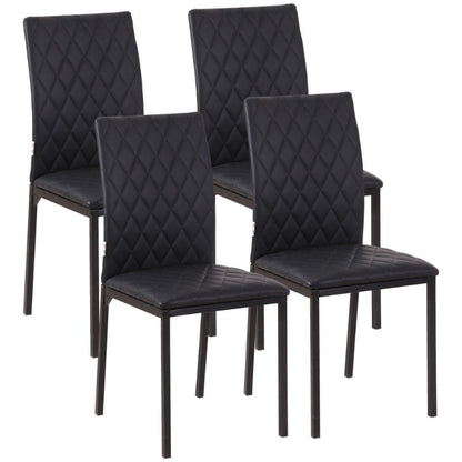 Eetkamerstoel – Keukenstoel – Stoel – Zitstoel – Designstoel – Zwarte Gestoffeerde Zitting – Stalen Poten – 41x50x91 cm
