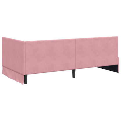 Bedframe – Bed – Eenpersoonsbed – Slaapbank – Kinderbed – Blauw Velvet Hoofdbord – Stevig Plaatmateriaal – Lattenbodem 80x200 cm