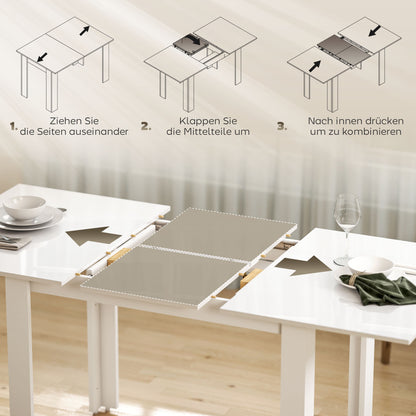 Uitklaptafel – Klaptafel – Vouwtafel – Uitschuiftafel – Eettafel – Hoogglans Wit – Uitschuifbaar 120-160 cm – Ruimtebesparend Design