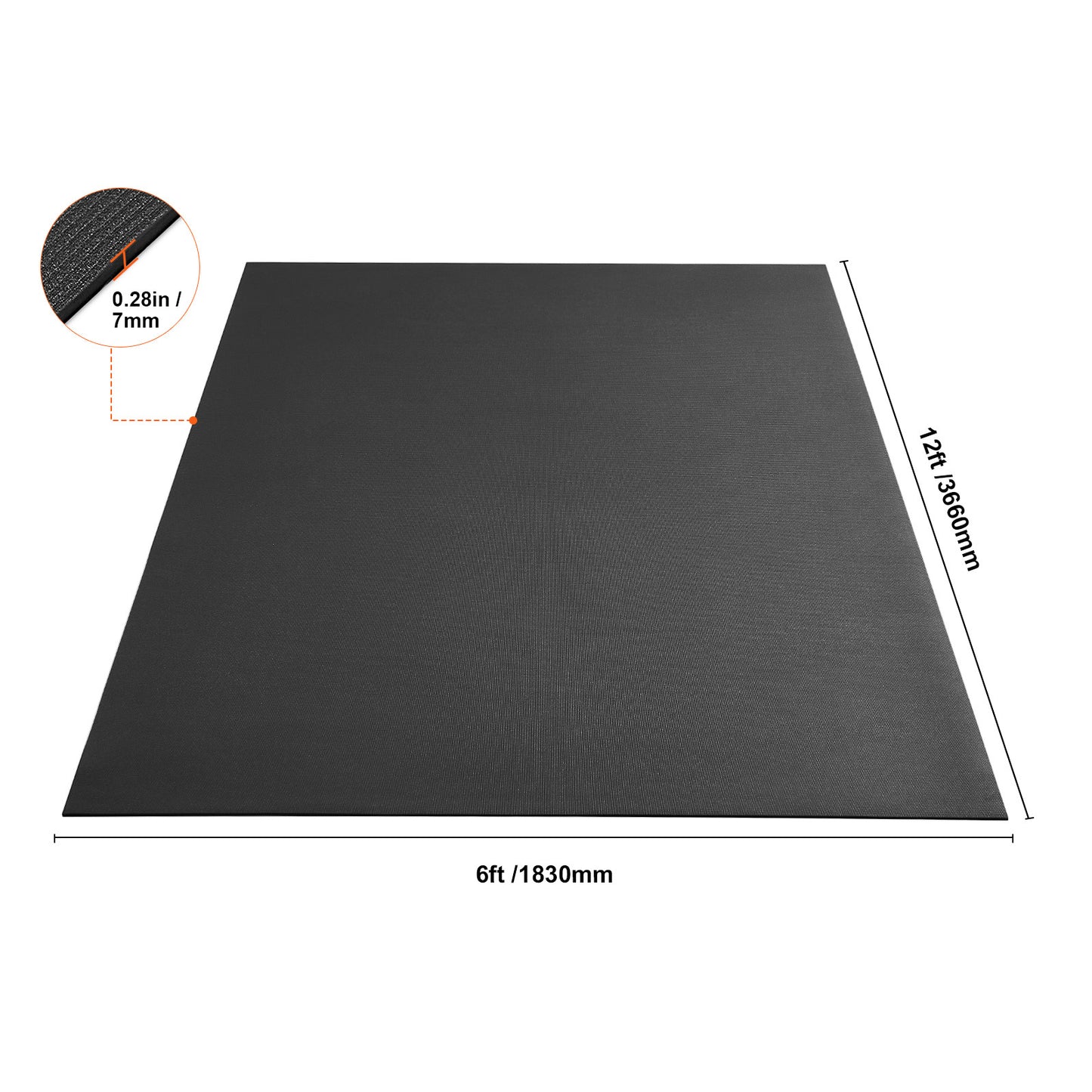 Fitnessmat – Yogamat – Trainingsmat – Oefenmat – Pilatesmat – Extra Groot 12x6ft – Anti-Slip PVC Dikte 7mm