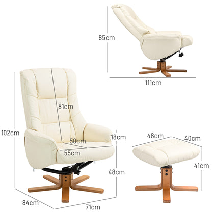 Relaxfauteuil – Relaxstoel – Lounger – Fauteuil Met Ottomaan – Kunstleren Bekleding – Kantelbare Rugleuning – Draagvermogen 150 kg – Compact 71x84x102 cm