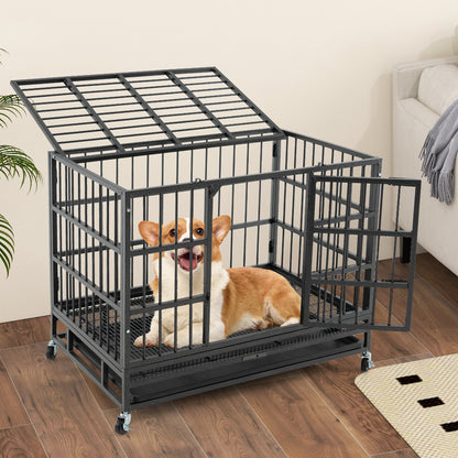Hondenbench – Klapbench – Hondenkooi – Metalen Bench – Dierenbench – Opvouwbaar – Zwaar Metalen Frame – Dubbele Beveiligde Slotensysteem