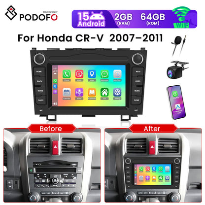 Autoradio Honda CR-V – Car Stereo – Multimedia Systeem – Navigatie – Touchscreen – 7 inch HD scherm – Android 15 OS – Wireless CarPlay & Achteruitrijcamera – 2GB RAM 64GB opslag