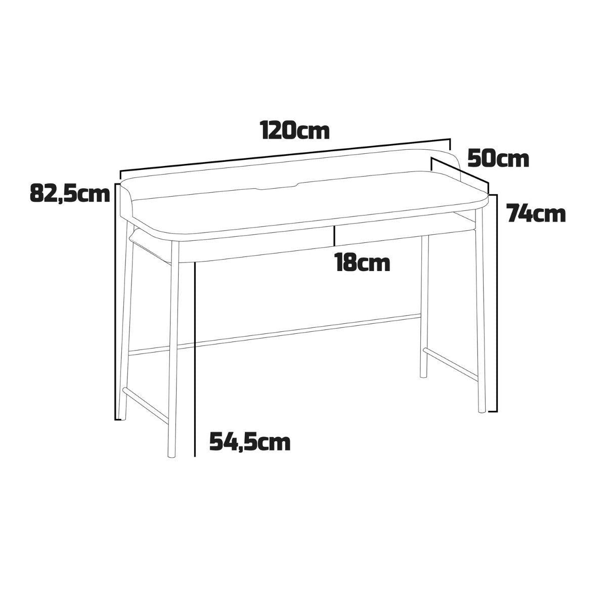 Bureau – Werktafel – Schrijftafel – Computertafel – Laptoptafel – 120x50 cm – Metaal Met Houten Blad – 2 Schuko Stopcontacten + 2 USB Poorten