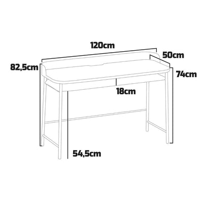 Bureau – Werktafel – Schrijftafel – Computertafel – Laptoptafel – 120x50 cm – Metaal Met Houten Blad – 2 Schuko Stopcontacten + 2 USB Poorten