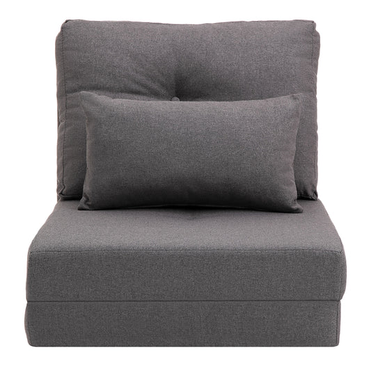 Vloerstoel – Zitzak – Loungestoel – Slaapmatras – Opvouwbare Stoel – 2-in-1 Design – Verwijderbare Wasbare Kussenhoes – Compact 60x80x56 cm Donkergrijs