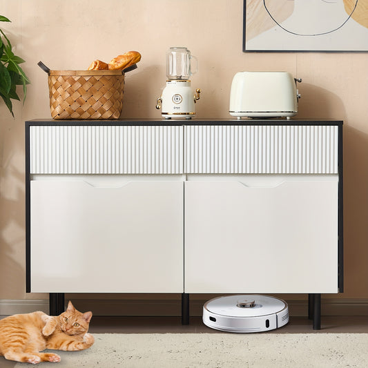 Opbergkast – Kasten – Dressoir – Bergkast – Sideboard – Zwart-Wit – Verstelbare Planken – Duurzaam Niet-Houten Materiaal