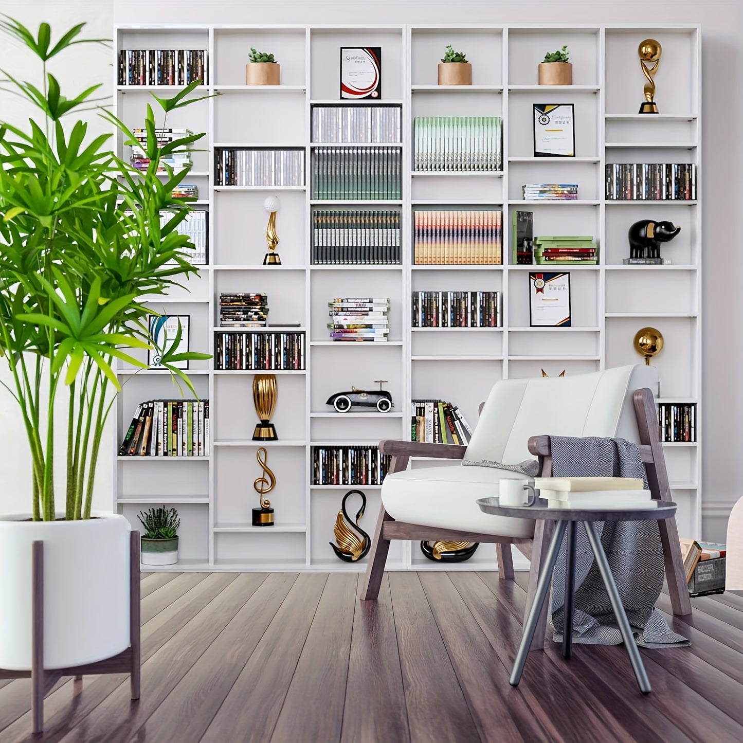 Witte Boekenkast – Boekenplank – Vakkenkast – Opbergrek – Wandkast – 27 Vakken – Duurzaam Hout – Vrijstaand – Groot Opbergvermogen – Modern Design