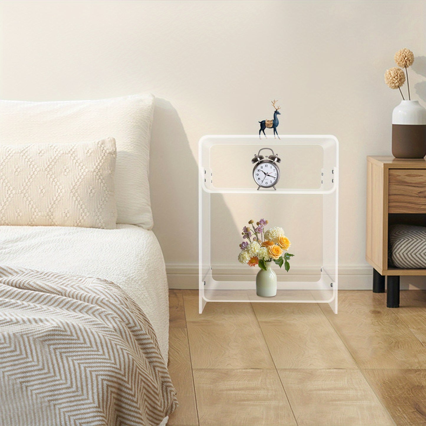 Bijzettafel – Nachtkastje – Salontafel – Sidetable – Banktafel – Transparant Acryl – Stevig A-Frame Design – 30 KG Draagvermogen – Ruimtebesparend Compact