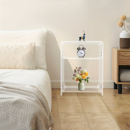 Bijzettafel – Nachtkastje – Salontafel – Sidetable – Banktafel – Transparant Acryl – Stevig A-Frame Design – 30 KG Draagvermogen – Ruimtebesparend Compact