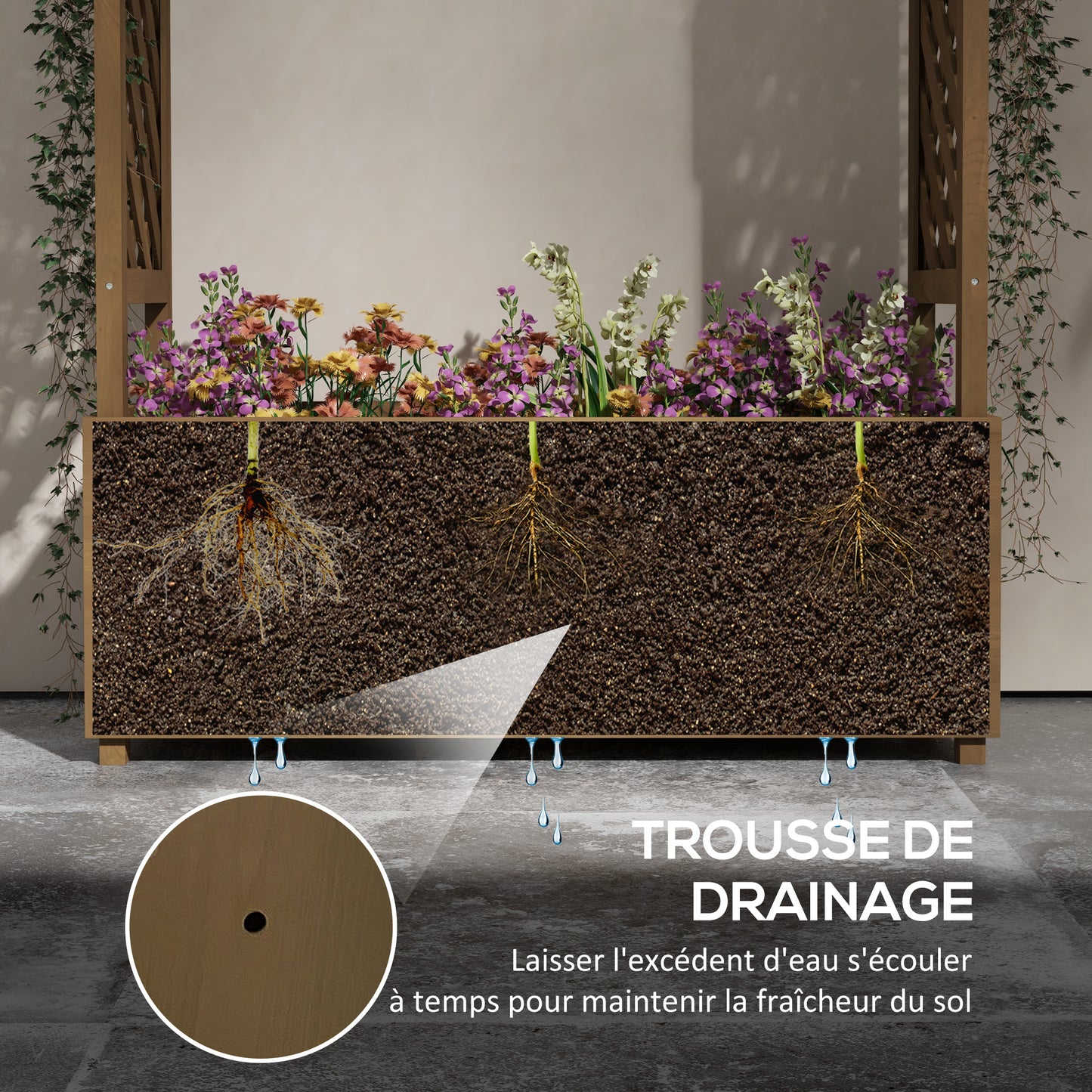Verhoogde Plantenbak – Bloembak – Tuinbak – Plantvak – KlimplantOndersteuning – Duurzaam Vurenhout – Afvoergat Met Drainage