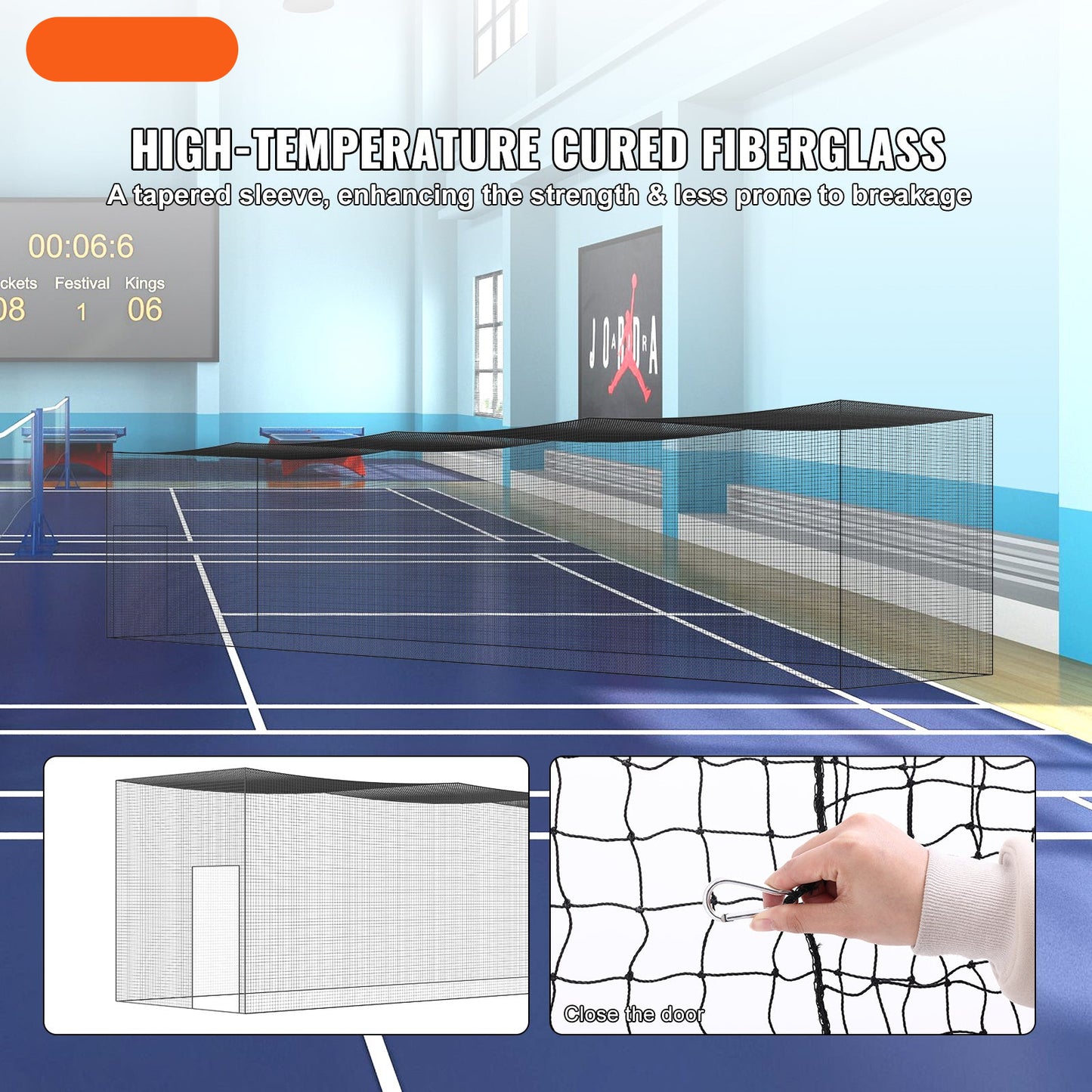 Baseballnet – Batting Cage Net – Trainingsnet – Honkbalnet – Softbalnet – Professioneel En Volledig Omsloten – 16,8x3,7x3,7 Meter – Duurzaam PE Materiaal Met Deur En Draagtas