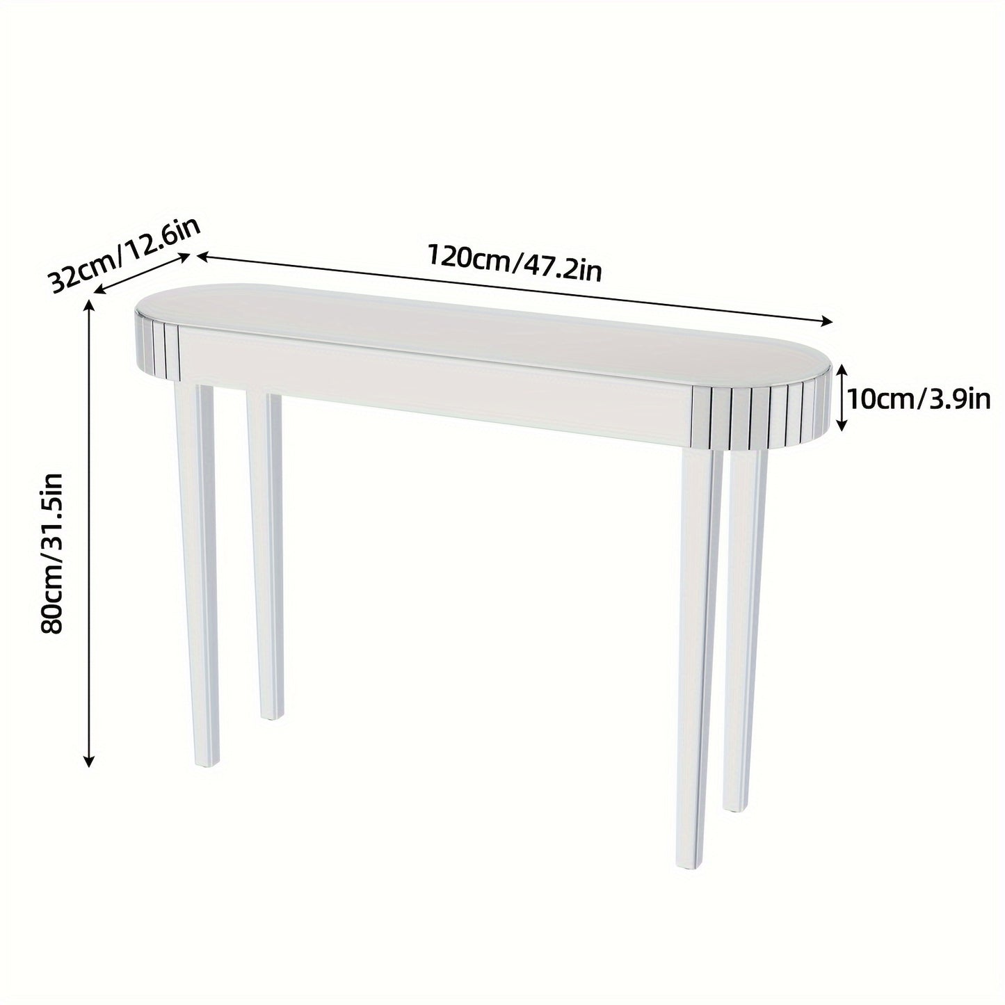 Sidetable – Consoletafel – Haltafel – Wandtafel – Dressoir – Hoogglans Spiegelglas – 120 cm Breed