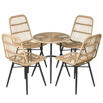 Tuinset – Tuinmeubelset – Zitgroep – Diningset – Balkonset – Poly Rattan – 5-delig – Weerbestendig Met Glasplaat