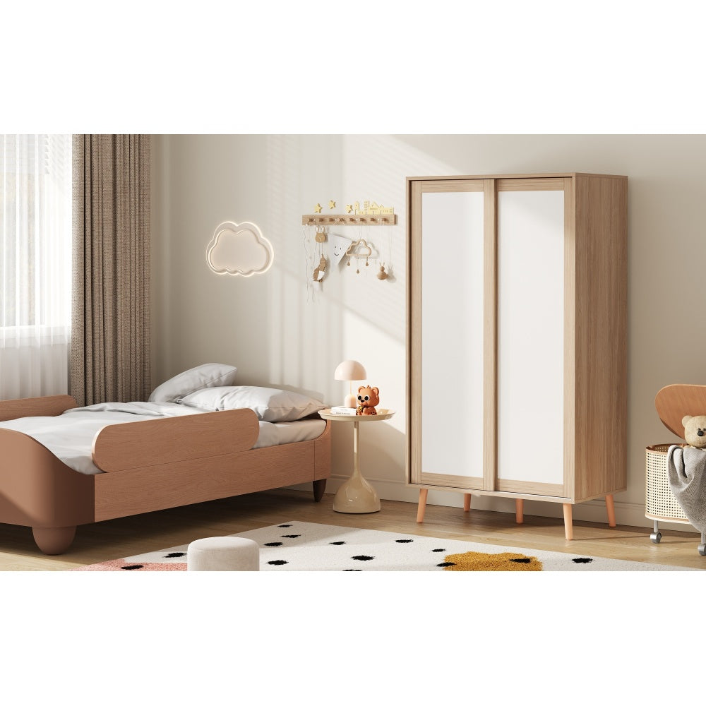 Kledingkast – Garderobekast – Opbergkast – Schuifdeurkast – Slaapkamerkast – Compact 80x46x141,5 cm – Met Schuifdeuren en Ophangstang