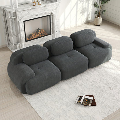 Bankstel – 3-Zitsbank – Modulair – Slaapbank – Hoekbank – Hoogwaardig Corduroy – Ergonomische Armleuningen – Antislip & Geen Montage Nodig - Grijs