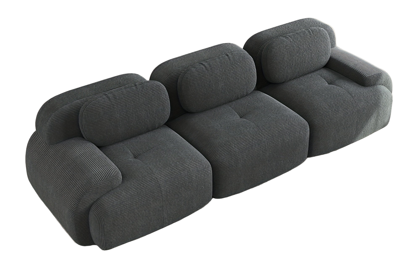 Bankstel – 3-Zitsbank – Modulair – Slaapbank – Hoekbank – Hoogwaardig Corduroy – Ergonomische Armleuningen – Antislip & Geen Montage Nodig - Grijs